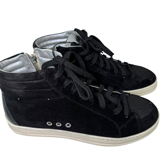 P448 Black Suede High-Top Sneakers Size 7 – Zip Detail & Metallic Lining - Picture 9 of 9